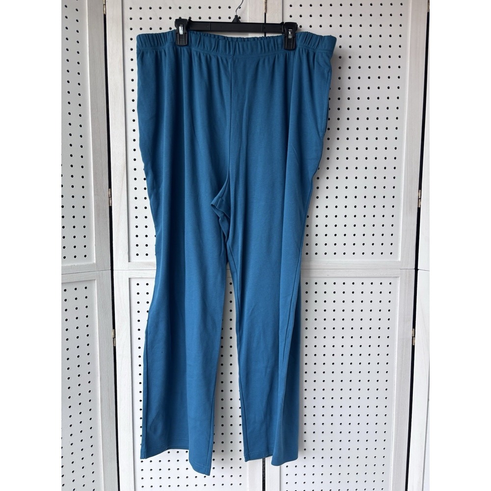 Woman Within 3X 30/32 Teal Elastic Waist Pull On Lounge Sweatpants